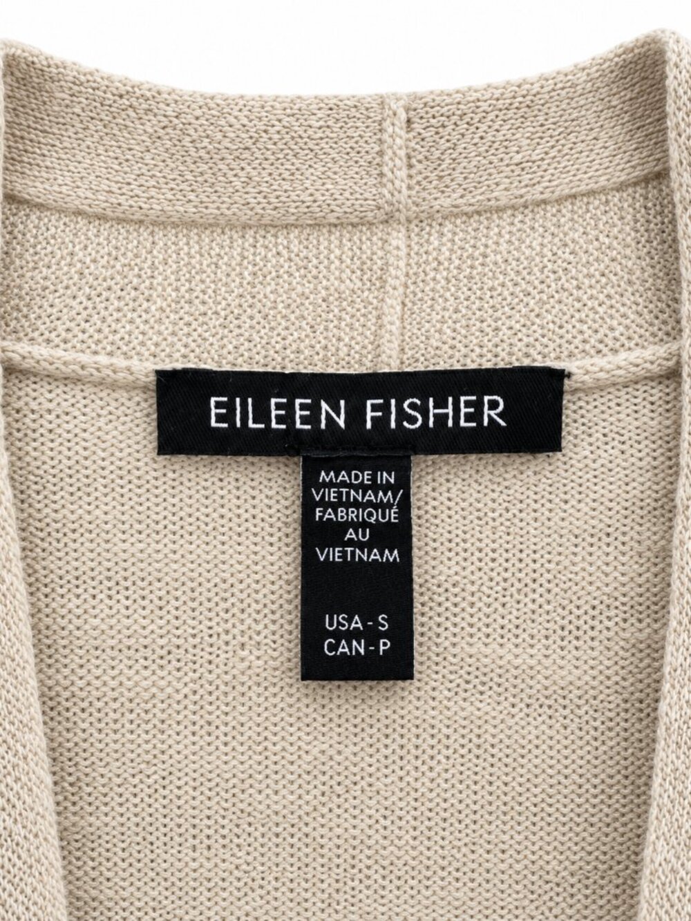 Eileen Fisher Organic Linen Cotton Open Front Cardigan Fall Sweater (Size S) - Picture 3 of 7